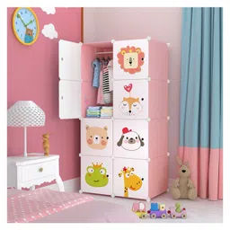 Butterthief Cartoon Printed Collapsible Wardrobe, 8 Cubes Almirah for Kids & Toddlers - Dark Pink-picture-13