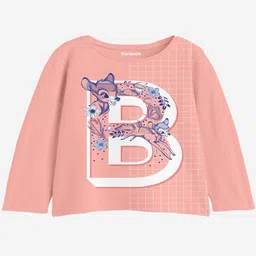 Bonkids Cotton Knit Disney Featuring Full Sleeves Bambi Printed Tee - Pink-picture-21