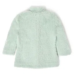 Mi Arcus Full Sleeves Texture Fur Line Jacket - Light Green image 3