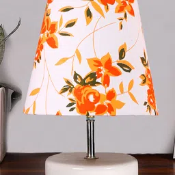Devansh Multicolor cotton Round Wood white Table Lamp image 2