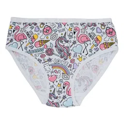 Charm n Cherish Cotton Pack Of 5 Solid & Unicorn Printed Panties - Blue Pink & Yellow image 3