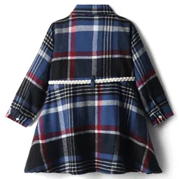 Babyhug Cotton Woven Full Sleeves Checkered Shirt Dress with Belt - Multicolor image 2