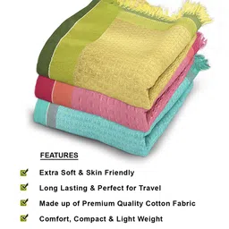 Athom Living 100% Premium Cotton Bath Towel Waffle Border Pack Of 3 - Multicolor image 3