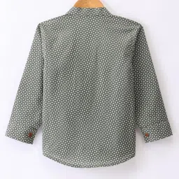 Rikidoos Full Sleeves Abstract Printed Kurta Style Shirt - Olive Green image 3