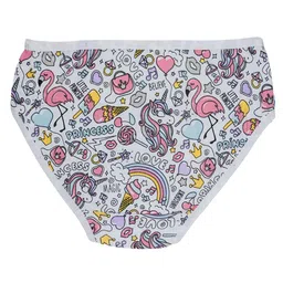 Charm n Cherish Cotton Pack Of 5 Solid & Unicorn Printed Panties - Blue Pink & Yellow image 4