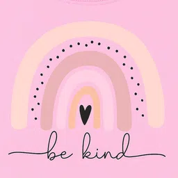 Luke and Lilly Fleece Knit Full Sleeves Be Kind Text Rainbow Printed Light Winter Sweatshirt - Pink image 4