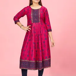 Aarika Girls Ethnic Motifs Printed Regular Pure Cotton Kurta-picture-28