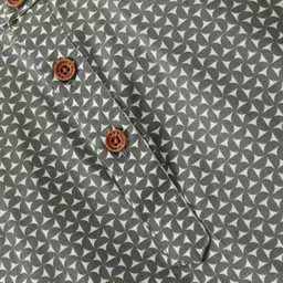 Rikidoos Full Sleeves Abstract Printed Kurta Style Shirt - Olive Green image 4