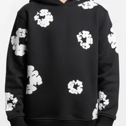 Anthrilo Fleece Knit Full Sleeves Popcorn Printed Winter Hoodies & Joggers Set - Black image 5