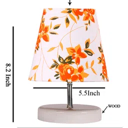 Devansh Multicolor cotton Round Wood white Table Lamp image 5