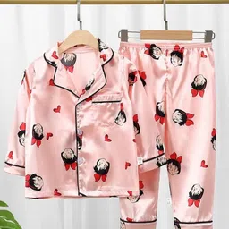 TrendyKid Girls Printed Lapel Collar Shirt With Pyjama-image-22