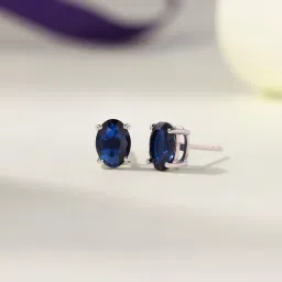 Ornate Jewels 925 Silver Blue Sapphire Women Stud Earring-picture-11