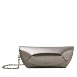 MIRAGGIO Amber Solid Sling Bag With Detachable Strap - Silver (M)-image-58