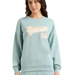 SKECHERS Blue Embroidered Oversized Fit Sweatshirt-image-34
