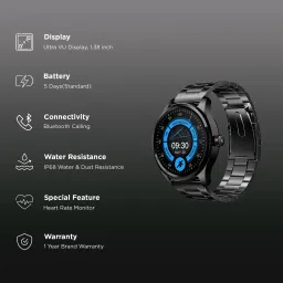 fastrack Magnus FX1 Smartwatch with Bluetooth Calling (35mm UltraVU Display, IP68 Water Resistant, Black Strap) image 3