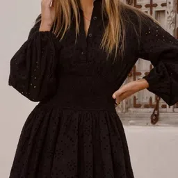 LULU & SKY Embroidered Puff Sleeve Fit & Flare Mini Dress image 2