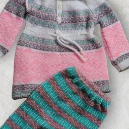LeafBird Infants Printed Hooded Pure Wool Sweater & Trousers image 2