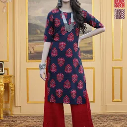 HERE&NOW Women Pack Of 3 Floral Printed Round Neck Straight Kurta-picture-21