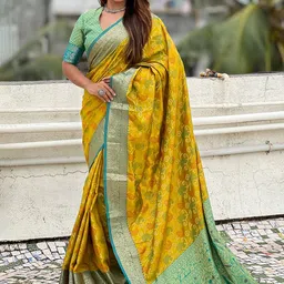 all about you Paisley Printed Zari Woven Design Border Patola Saree-picture-23
