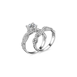 Moneekar Jewels Unisex Silver-Tone CZ-Studded Stainless Steel Finger Ring-picture-19