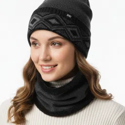 iSWEVEN Unisex Printed Woollen Beanie image 2