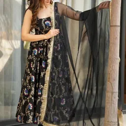 CaniBani Women Floral Panelled Kurta with Trousers & With Dupatta image 3