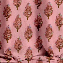 Aura Pink & Brown 2 Pieces Light Blocking Door Curtains image 2