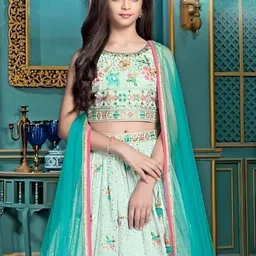 BAESD Girls Embroidered Ready to Wear Lehenga & Blouse With Dupatta image 2