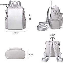 truearch Women Textured Backpack with Zip Closure image 2