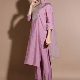 FABIAN FASHION Ethnic Motifs Embroidered Sequinned Kurta With Trouser And Dupatta image 3
