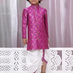 Little Bansi Boys Woven Design Regular Pure Cotton Kurta with Dhoti Pant-image-94