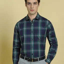 Allen Solly Men Slim Fit Spread Collar Checked Cotton Formal Shirt-picture-6