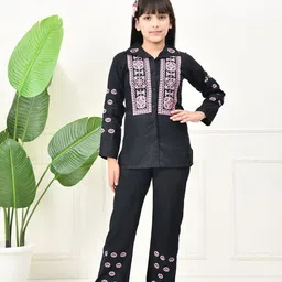 Bella Moda Girls Embroidered Long Sleeves Pure Cotton Shirt With Trouser-picture-20