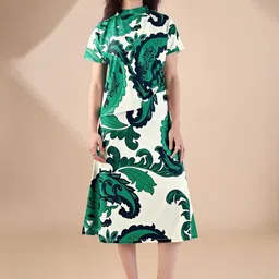 MILOST Floral Printed High Neck Top With Skirt-image-5