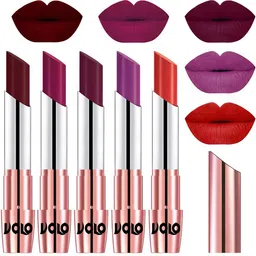 VOLO Set Of 5 Creme Matte Lipstick- Maroon 42-Magenta 45-Wine 47-Purple 48-Orange 49 image 1