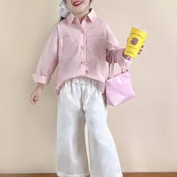 LULU & SKY Girls Solid High-rise Wide Leg Pants image 5