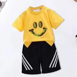 FOREVER FRIDAY Boys Embroidered Round Neck T-shirt with Shorts-image-0
