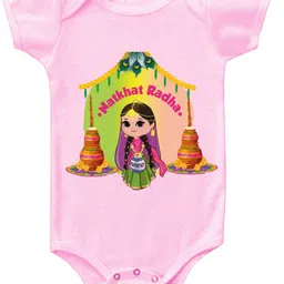 KNITROOT Half Sleeves Natkhat Radha Print Onesie - Pink-picture-10