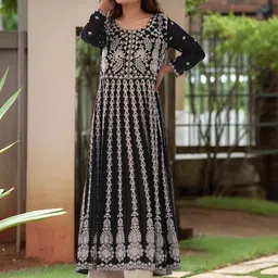 Aaghnya Women Black Viscose Rayon Kurtas-picture-26