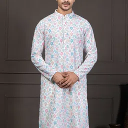 EKYAA Men Printed Thread Work Kurta image 5