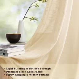 HOMEMONDE Beige Set of 2 Sheer Long Door Curtain image 5