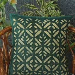 Weaves of Tradition Green & Cream-Coloured Embroidered Square Cushion Covers-image-49