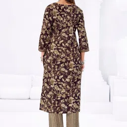 shree jeenmata collection Women Floral Printed Regular Pure Cotton Kurta with Trousers & With Dupatta image 3