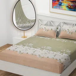 YaAkholic Purple & Pink 210 TC Queen Bedsheet with 2 Pillow Covers-image-10