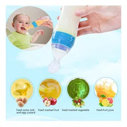 Tiny Tycoonz Silicone Squeezy Food Feeder Bottle With Spoon Blue - 90 ml image 2