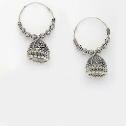 Anouk German Silver-Plated Oxidised Dome Shaped Jhumkas image 3