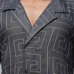 House of Koala Unisex Modern Cuban Collar Abstract Printed Oversized Casual Shirt image 2