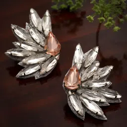 Moedbuille Silver-Plated Crystals Studded Contemporary Studs-picture-54