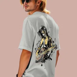 AUSK Typography Printed Round Neck Drop Shoulder Sleeves Cotton Oversized T-shirt-picture-43