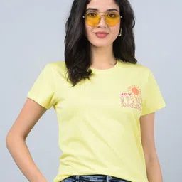Crimsoune Club Women Printed Applique Slim Fit T-shirt-image-19